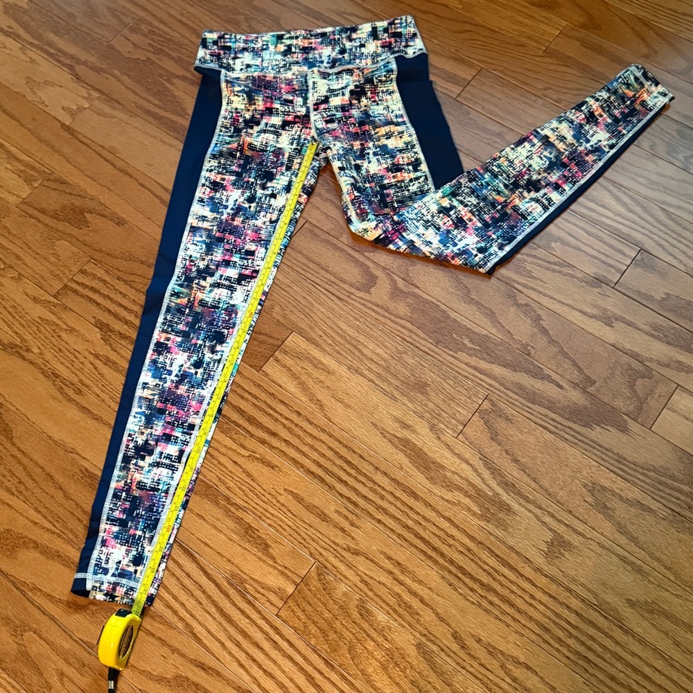 Mono B -  Navy Blue Women’s Leggings with Colorful Abstract Design - Size Medium - Picture 11 of 13